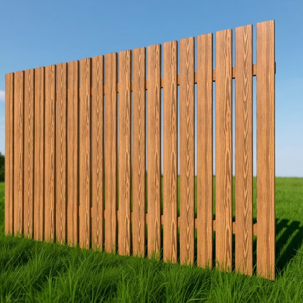 Забор из штакетника из лиственницы с покраской