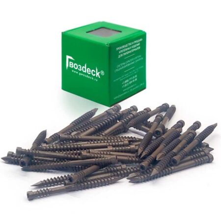 alt="Саморез Гвозdeck 5,0×60 мм для террасной доски, потайной, коричневый, Torx15, упаковка 100 шт"