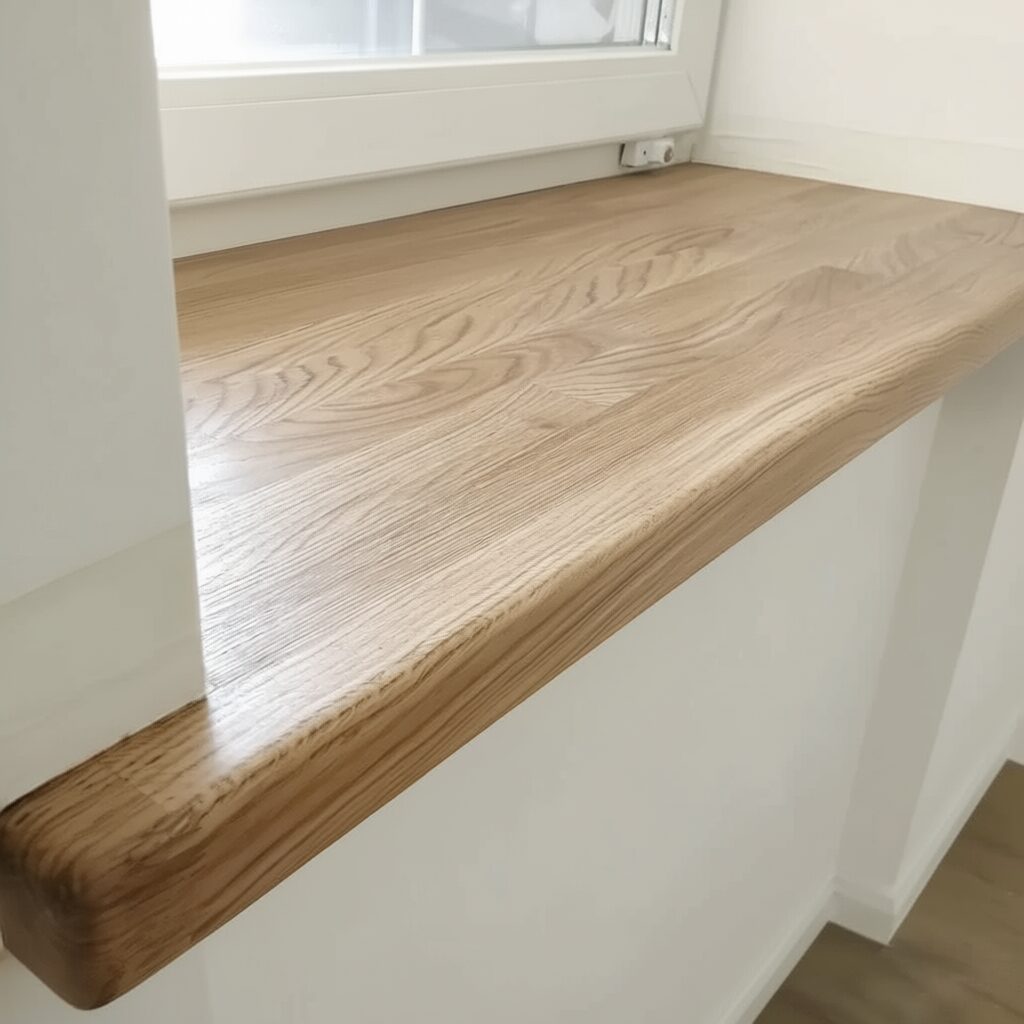 Сращенный подоконник из дуба шириной до 800 мм